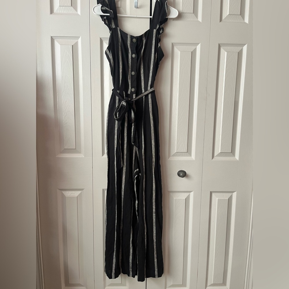 Who What Wear Black and grey Striped Jumpsuit